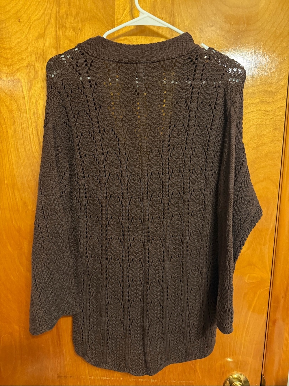 Chico's Dark Brown Open-Knit V-Neck Sweater - Picture 3 of 3